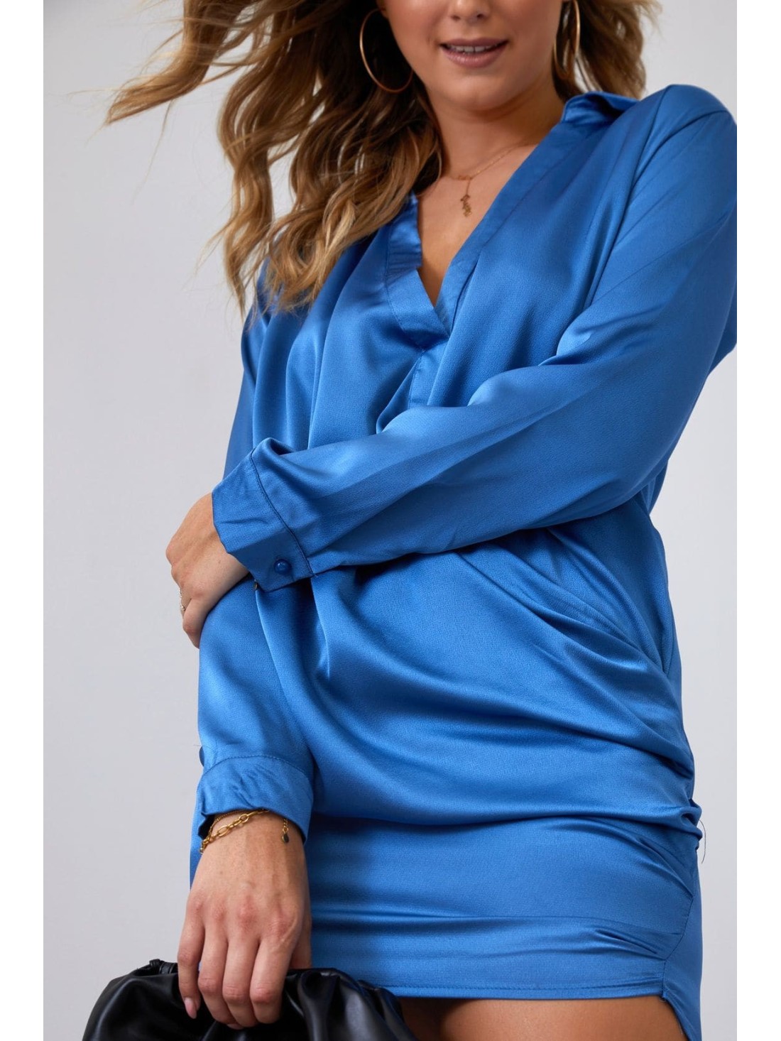 Indigo ruffled shirt dress FG641 - Online store - Boutique